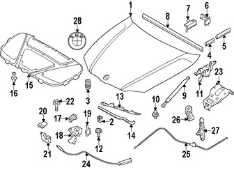 Foto de Bisagra del capo Original para BMW 128i 2012 2013 BMW 135i 2012 2013 BMW 135is 2013 Marca BMW N�mero de Parte 41617325869
