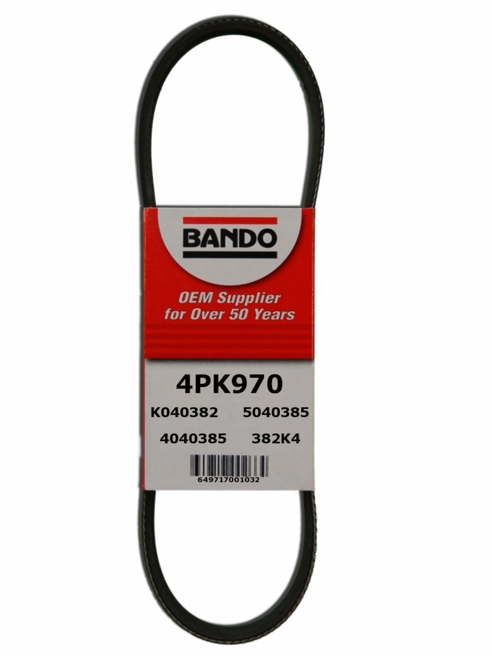 Foto de Banda serpentina para Kia Rio Kia Sephia Dodge Dakota Dodge Daytona Plymouth Voyager Honda Prelude Mitsubishi Montero Sport Marca BANDO N�mero de Parte #4PK970