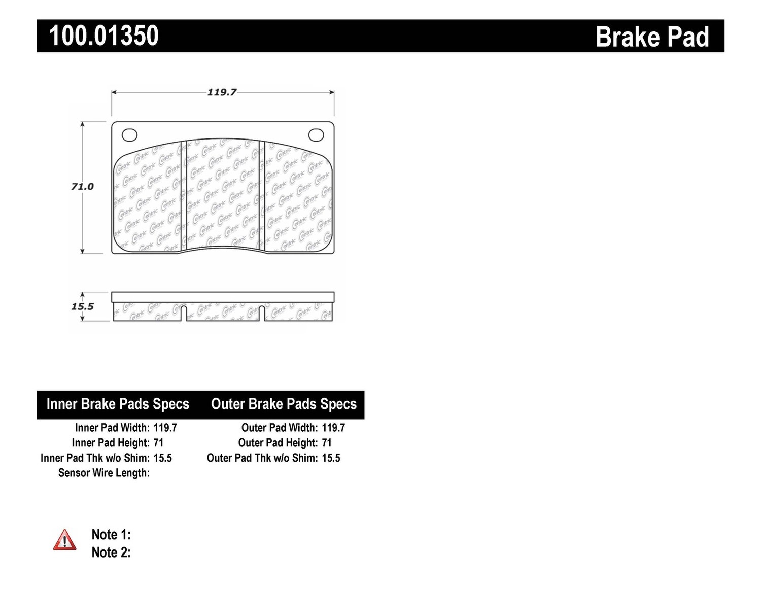 Foto de Pastilla de Freno de Disco OE Formula Pads w Hardware para Jaguar Vanden Plas Jaguar XJ12 Jaguar XJ6 Jaguar XJR Jaguar XJRS Jaguar XJS Aston Martin DB7 Marca CENTRIC PARTS Parte #100.01350