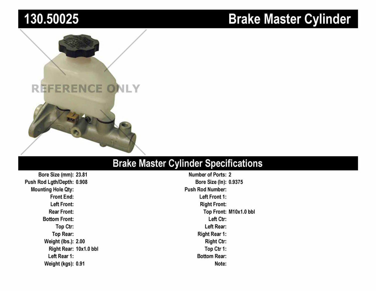 Foto de Cilindro Maestro de Freno para Kia Spectra Kia Spectra5 Marca CENTRIC PARTS Nmero de Parte #130.50025