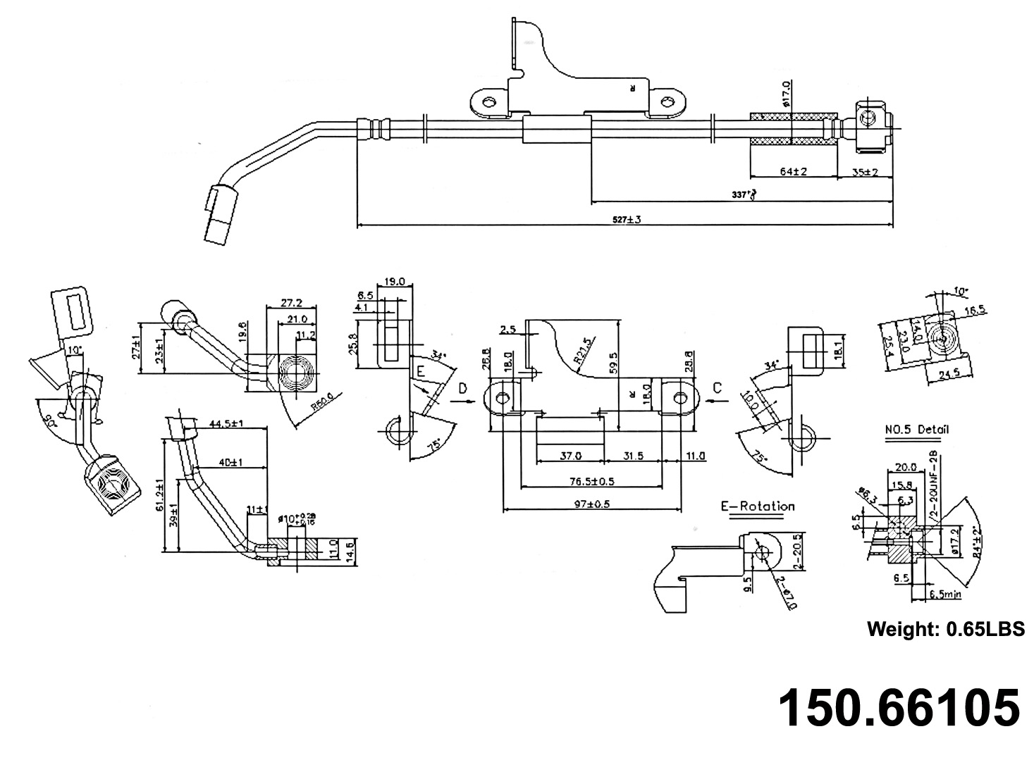 Foto de Manguera freno hidrulico para Isuzu Ascender Buick Rainier Chevrolet Trailblazer Chevrolet SSR GMC Envoy GMC Jimmy Oldsmobile Bravada Saab 9-7x Marca CENTRIC PARTS Parte #150.66105