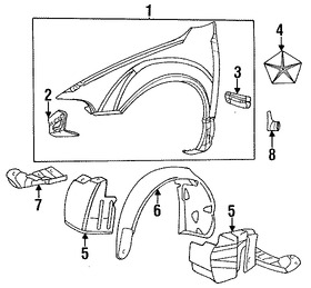 Foto de Guardafango Original para Chrysler Cirrus Dodge Stratus Plymouth Breeze Marca CHRYSLER N�mero de Parte 4897084AA