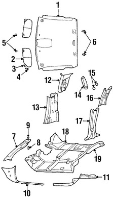 Foto de Techo Interior Original para Dodge Ram 1500 2004 2005 Dodge Ram 2500 2004 2005 Dodge Ram 3500 2004 2005 Marca CHRYSLER N�mero de Parte ZC06TL2AA
