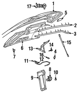 Foto de Aislamiento del capo Original para Jeep Liberty 2002 2003 2004 2005 2006 2007 Marca CHRYSLER N�mero de Parte 55352746AG