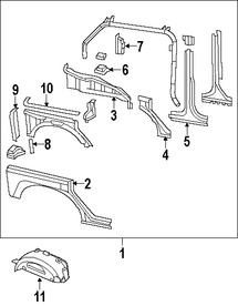 Foto de Panel Lateral Trasero Original para Jeep Wrangler Marca CHRYSLER N�mero de Parte 55397017AI