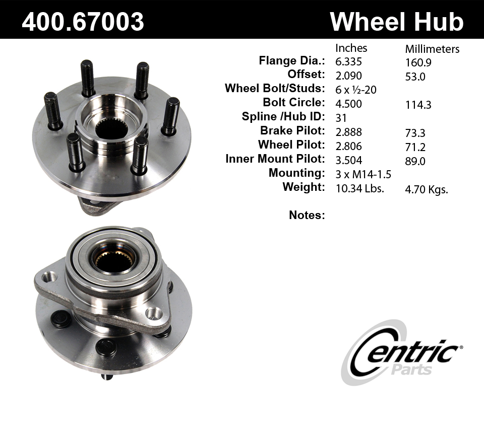 Foto de Conjunto de Cojinete y Cubo de Eje C-TEK Standard & para Dodge Dakota 1997 1998 1999 2002 Marca C-TEK Nmero de Parte 400.67003E
