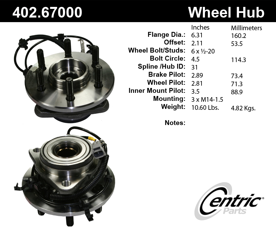 Foto de Conjunto de Cojinete y Cubo de Eje C-TEK Standard & para Dodge Dakota 1997 1998 1999 2002 Marca C-TEK Nmero de Parte 402.67000E