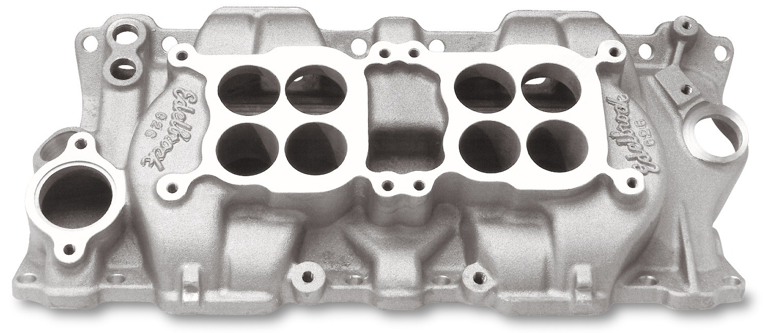 Foto de M�ltiple de Admisi�n del Motor C-26 Dual-Quad para Buick Chevrolet GMC Oldsmobile Pontiac Marca EDELBROCK N�mero de Parte 5425