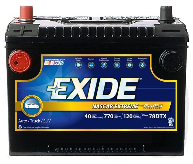 Foto de Batera Exide Nascar Extreme - 78 Dual Terminal - CCA: 770 para Suzuki Hyundai Subaru Kia Volvo Isuzu Dodge Jeep Buick Cadillac... Marca EXIDE BATTERIES NEW Parte #78DTX