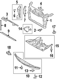 Foto de Guardasalpicaduras del soporte del radiador Original para Ford Taurus Ford Taurus X Ford  Mercury Sable Lincoln Punto Lincoln MKS Marca FORD Nmero de Parte 8G1Z19E918A