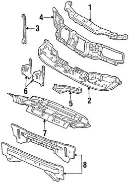 Foto de Guardasalpicaduras del soporte del radiador Original para Ford Contour 1999 2000 1998 Mercury Mystique 1999 2000 1998 Marca FORD Nmero de Parte F8RZ8349FA