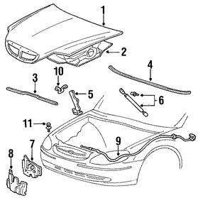 Foto de Aislamiento del capo Original para Mercury Sable Ford Taurus Marca FORD Nmero de Parte 3F1Z16738AA