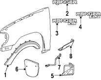 Foto de Guarda lodo Original para Ford Ranger 2004 2005 2006 2007 Marca FORD N�mero de Parte 1L5Z16A550AAB
