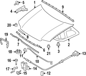 Foto de Aislamiento del capo Original para Ford Escape Mercury Mariner Marca FORD Nmero de Parte 9L8Z16738A