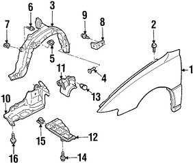 Foto de Enganche del protector de Guardafangos  Original para Ford Escort Ford Mustang Mercury Tracer Marca FORD Nmero de Parte F7CZ16A580AA