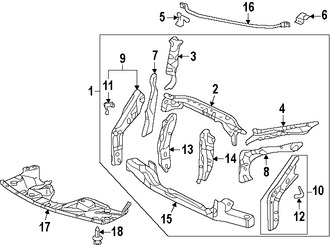 Foto de Guardasalpicaduras del soporte del radiador Original para Honda Odyssey 2005 2006 2007 2008 2009 2010 Marca HONDA Nmero de Parte 74111SHJA02