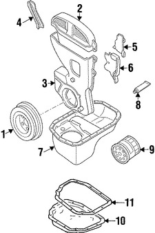 Foto de Empacadura del Crter Transmision Automatica Original para Hyundai Sonata Hyundai Elantra Hyundai Excel Hyundai Scoupe Mitsubishi Precis Marca HYUNDAI Parte #4528536010