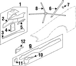 Foto de Conjunto de proteccion del guardafangos Original para Jaguar XK8 Jaguar XKR Marca JAGUAR Nmero de Parte FJG3990AA