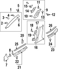 Foto de Clip de Panel de Moldura Pilar B Original para Hyundai Genesis Kia K900 Marca KIA N�mero de Parte 858393M500