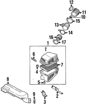 Foto de Espaciador de la carcasa del filtro de aire Original para Kia Sedona Kia Sephia Kia Spectra Marca KIA N�mero de Parte 0K2A113329