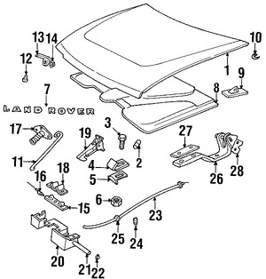 Foto de Bisagra del capo Original para Land Rover Discovery Marca LAND ROVER N�mero de Parte BKB700020