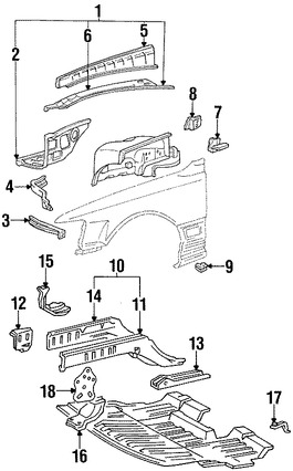 Foto de Enganche del protector de Guardafangos  Original para Lexus LS400 Lexus SC300 Lexus SC400 Marca LEXUS Nmero de Parte 5387922030