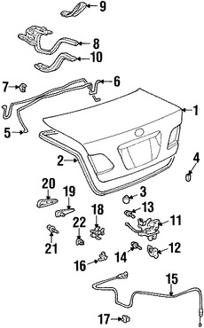 Foto de Tapa del maletero Original para Lexus ES300 2002 2003 Lexus ES330 2004 2005 2006 Marca LEXUS Nmero de Parte 6440133380