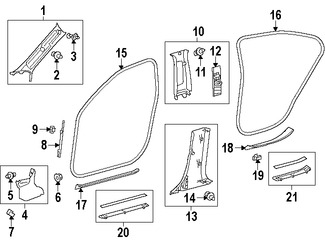 Foto de Clip de Panel de Moldura Pilar A Original para Lexus ES350 Lexus ES300h Marca LEXUS Nmero de Parte 6256633010