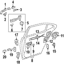 Foto de Conjunto de pestillo de puerta Original para Lexus LS460 Lexus ES350 Lexus HS250h Lexus CT200h Marca LEXUS N�mero de Parte 6906033131