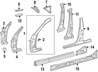 Foto de Refuerzo de Pilar A de Carroceria Original para Lexus GS350 Lexus GS450h Lexus GS200t Marca LEXUS N�mero de Parte 6110630903