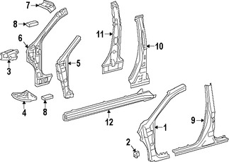 Foto de Refuerzo de Pilar A de Carroceria Original para Lexus CT200h 2015 2016 2017 Marca LEXUS N�mero de Parte 6110976031
