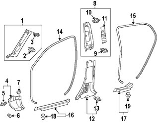 Foto de Panel interior Pilar A Original para Lexus CT200h 2014 2015 2016 Marca LEXUS N�mero de Parte 6221076022A2