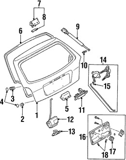 Foto de Puerta Trasera Original para Mazda Protege5 2003 2002 Marca MAZDA N�mero de Parte BJ3E62020H