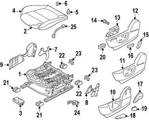 Foto de Cubierta del Mecanismo de Ajuste de Reclinacion de Asiento Original para Mazda 6 Mazda 3 Marca MAZDA Nmero de Parte GHK2881F402