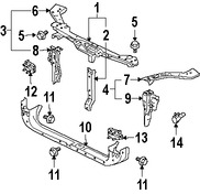 Foto de Barra sujecin soporte del radiador Original para Mitsubishi Endeavor Mitsubishi Galant Mitsubishi Eclipse Marca Mitsubishi Nmero de Parte 5256A025