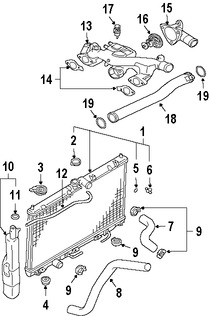 Foto de Carcasa del termostato del refrigerante del motor Original para Mitsubishi Endeavor Marca Mitsubishi Nmero de Parte MR994248