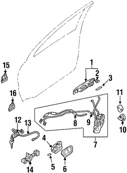 Foto de Conjunto de pestillo de puerta Original para Mitsubishi Endeavor Marca Mitsubishi Nmero de Parte MR565469