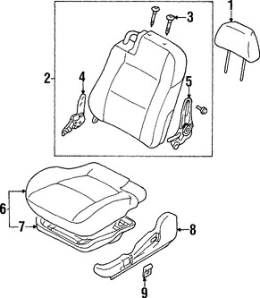 Foto de Respaldo completo de Asiento Original para Mitsubishi Montero Sport 1997 1998 1999 Marca Mitsubishi Nmero de Parte MR776742