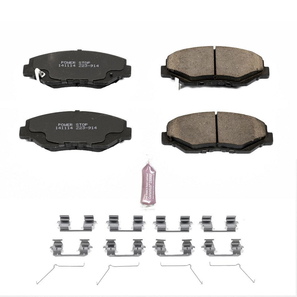 Detroit Axle Front Ceramic Brake Pads For Honda Accord Civic CR-V Pilot Fit CR-Z Acura ILX – With Cleaner & Fluid, P-914