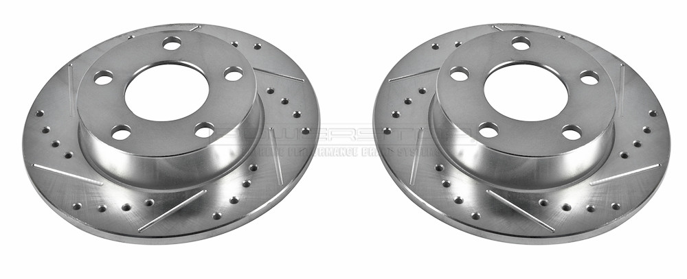 Foto de Conjunto de Rotor del Disco de Freno Extreme Performance Ranurado y Perforado para Audi A4 Quattro Volkswagen Passat Marca POWER STOP Nmero de Parte #EBR471XPR
