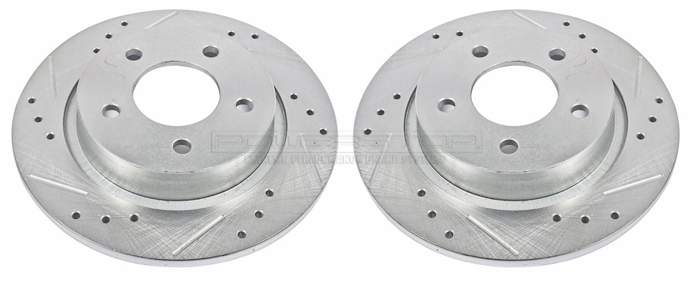 Foto de Conjunto de Rotor del Disco de Freno Extreme Performance Ranurado y Perforado para Mazda 3 Marca POWER STOP Nmero de Parte #JBR1116XPR