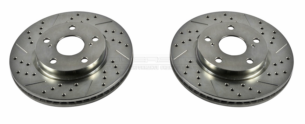 Foto de Conjunto de Rotor del Disco de Freno Extreme Performance Ranurado y Perforado para Lexus HS250h Toyota Prius V Toyota RAV4 Scion xB Marca POWER STOP Parte #JBR1303XPR