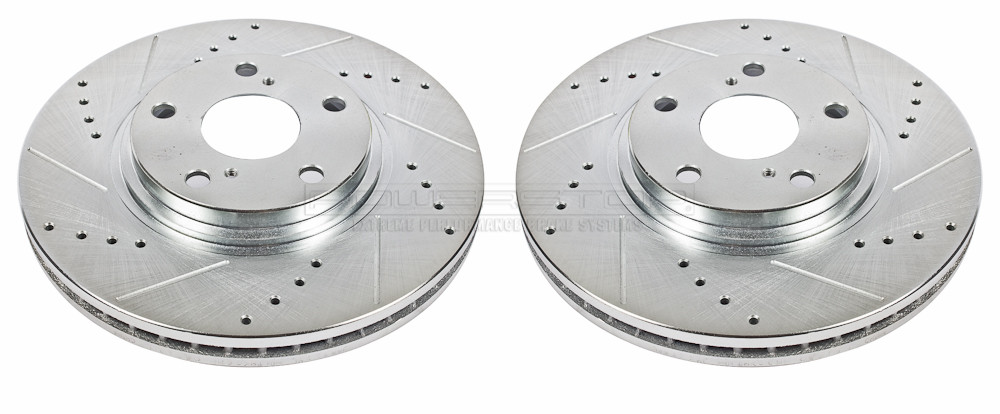Foto de Conjunto de Rotor del Disco de Freno Extreme Performance Ranurado y Perforado para Toyota Camry Toyota Highlander Lexus ES300 Lexus ES330 Lexus RX300 Marca POWER STOP Parte #JBR737XPR