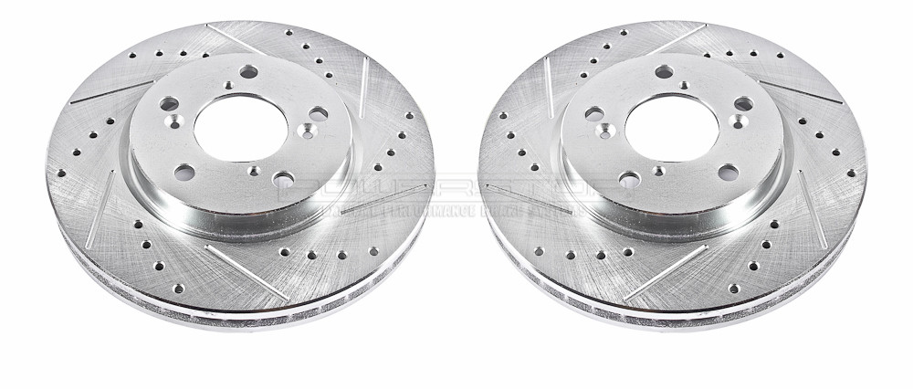 Foto de Conjunto de Rotor del Disco de Freno Extreme Performance Ranurado y Perforado para Honda Odyssey 2005 2006 2007 2008 2009 2010 Marca POWER STOP Nmero de Parte #JBR989XPR