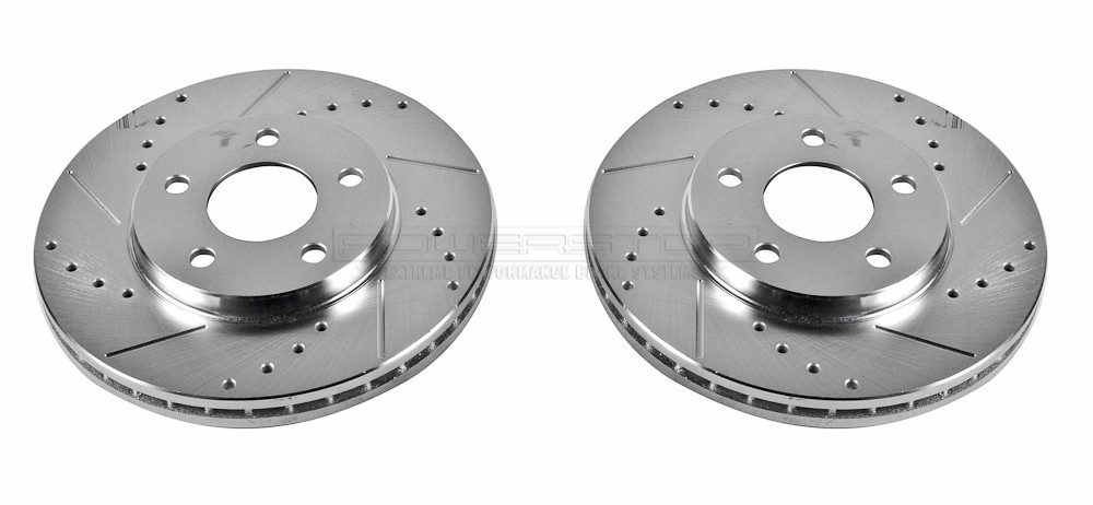 Foto de Conjunto de Rotor del Disco de Freno Extreme Performance Drilled & Slotted Rotors para Chevrolet Malibu 2004 2005 2006 2007 2008 Pontiac G6 2006 2007 2008 Marca POWER STOP Parte #AR8296XPR