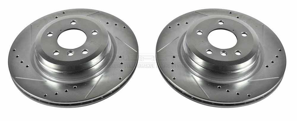Foto de Conjunto de Rotor del Disco de Freno Extreme Performance Drilled & Slotted Rotors para BMW 330i BMW 330xi BMW 335i BMW 335xi BMW 335d BMW 335i xDrive BMW X1 BMW 335is Marca POWER STOP Parte #EBR1021XPR