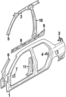 Foto de Refuerzo de Pilar B de Carroceria Original para Suzuki Esteem Marca SUZUKI Nmero de Parte 6421060G00