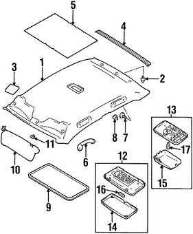 Foto de Parasol / Visera Original para Suzuki Esteem 1998 1999 2000 2001 2002 Marca SUZUKI N�mero de Parte 8480160G43T18