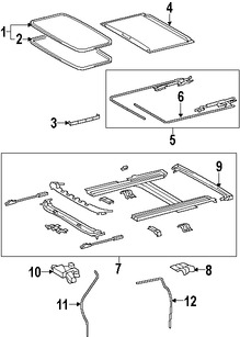 Foto de Sello del Techo Corredizo Original para Toyota Sequoia Toyota Tundra Marca TOYOTA N�mero de Parte 63251AE010