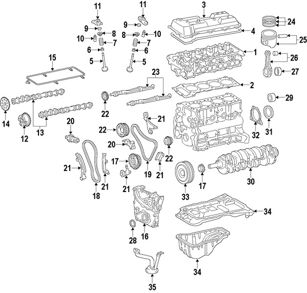 Foto de Arbol de Levas Original para Toyota Tacoma Toyota 4Runner Marca TOYOTA N�mero de Parte 1350175061